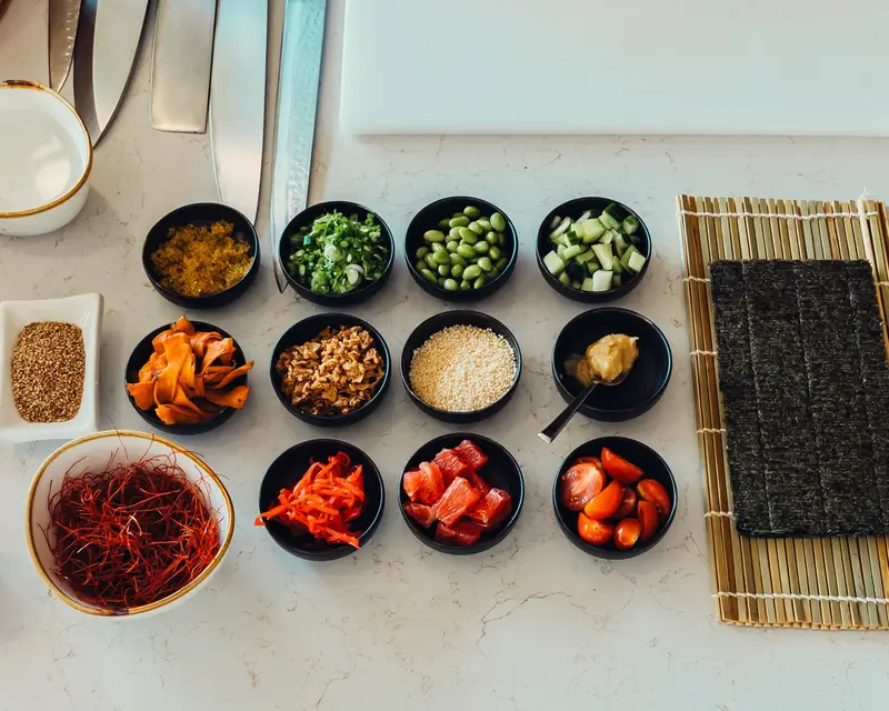 Mise en place pour l'atelier sushi